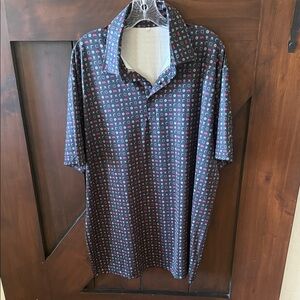 Men's Casual Black and Red Geometric (airplane pattern) Polo Shirt